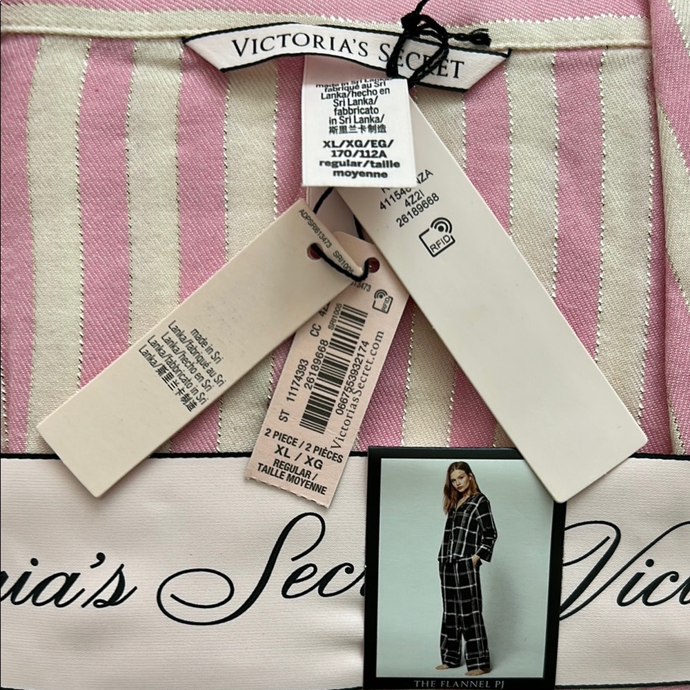Victoria's Secret Pink and Cream Striped Pajama Set